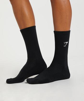 Dámské Ponožky Gymshark Premium Sharkhead Crew Single Černé | CZ 4151SGL